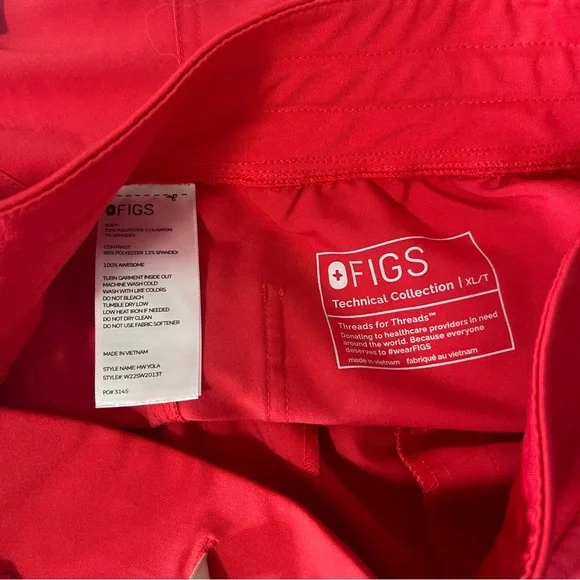 FIGS Red Scrub Set Catarina Top and Straight Leg Pants XL/XL Tall Womens - Picture 14 of 15